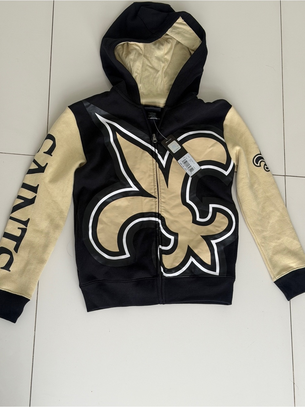 Youth Black and Gold Saints Full-Zip Hoodie